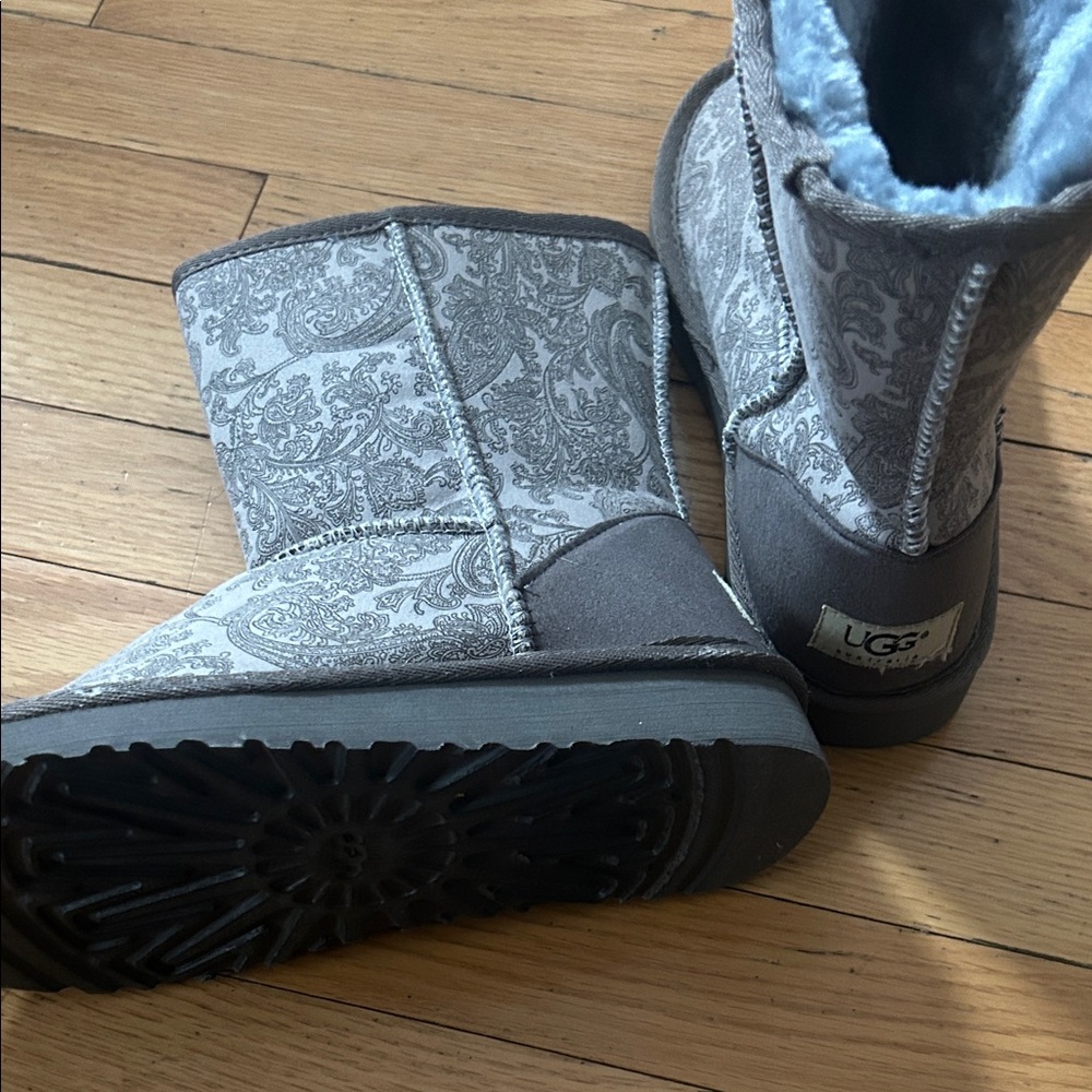 UGG Gray Paisley Ankle Boots